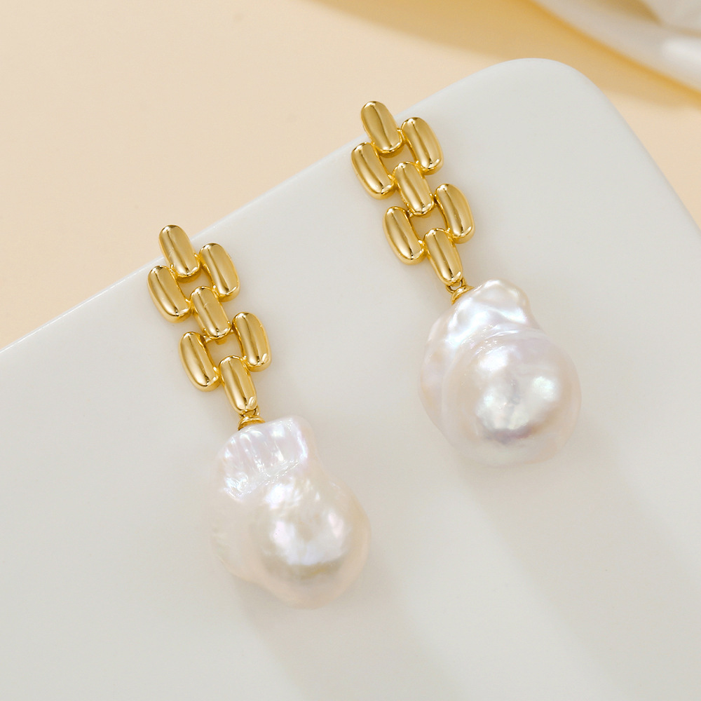 IVIAPRO 925 Sterling Silver Natural Baroque Pearl Drop Earrings