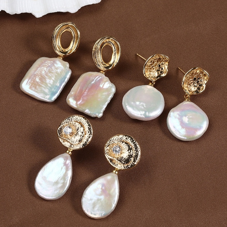 Natural Freshwater Baroque Pearl Drop Earrings
