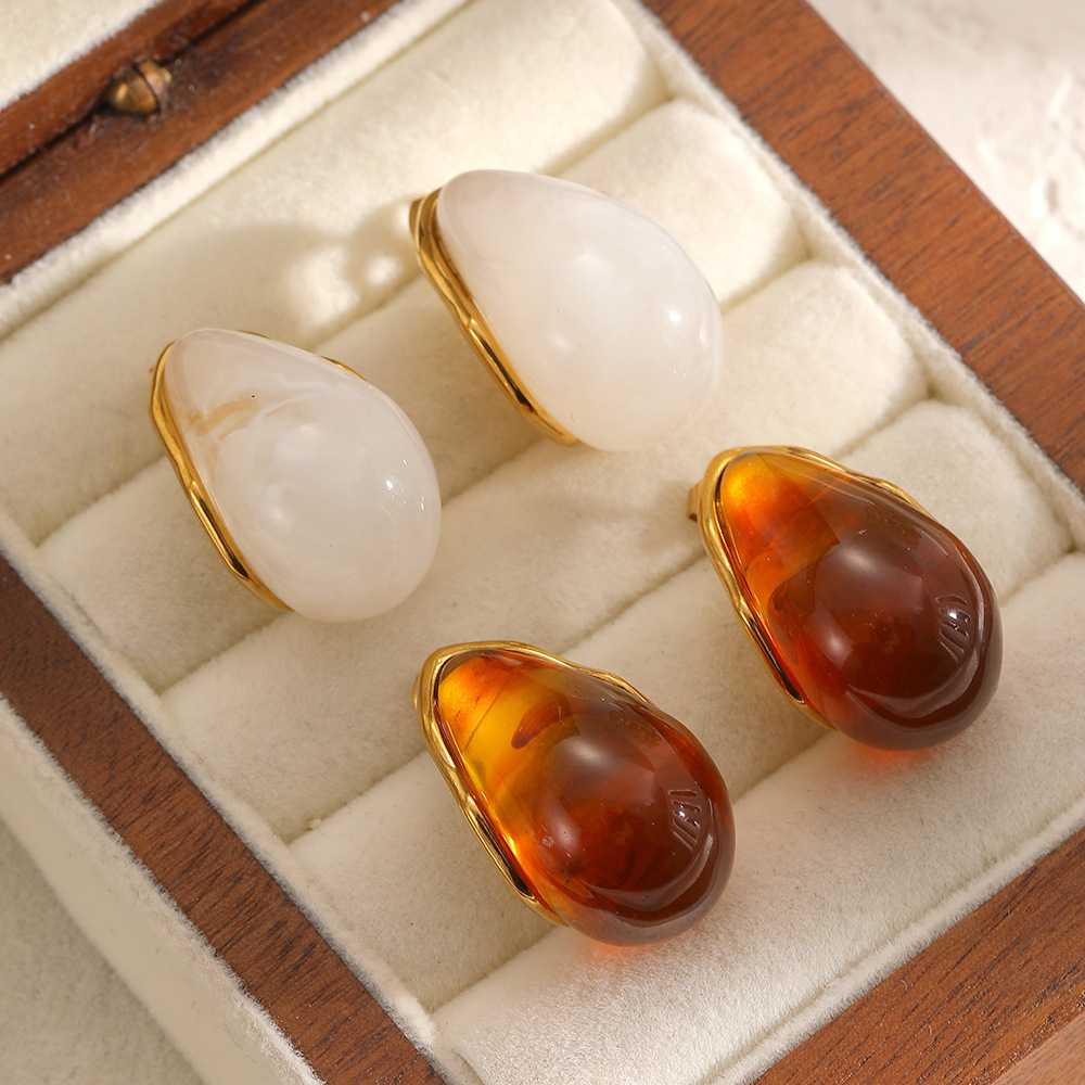 IVIAPRO Hypoallergenic Resin Water Drop Stud Earrings