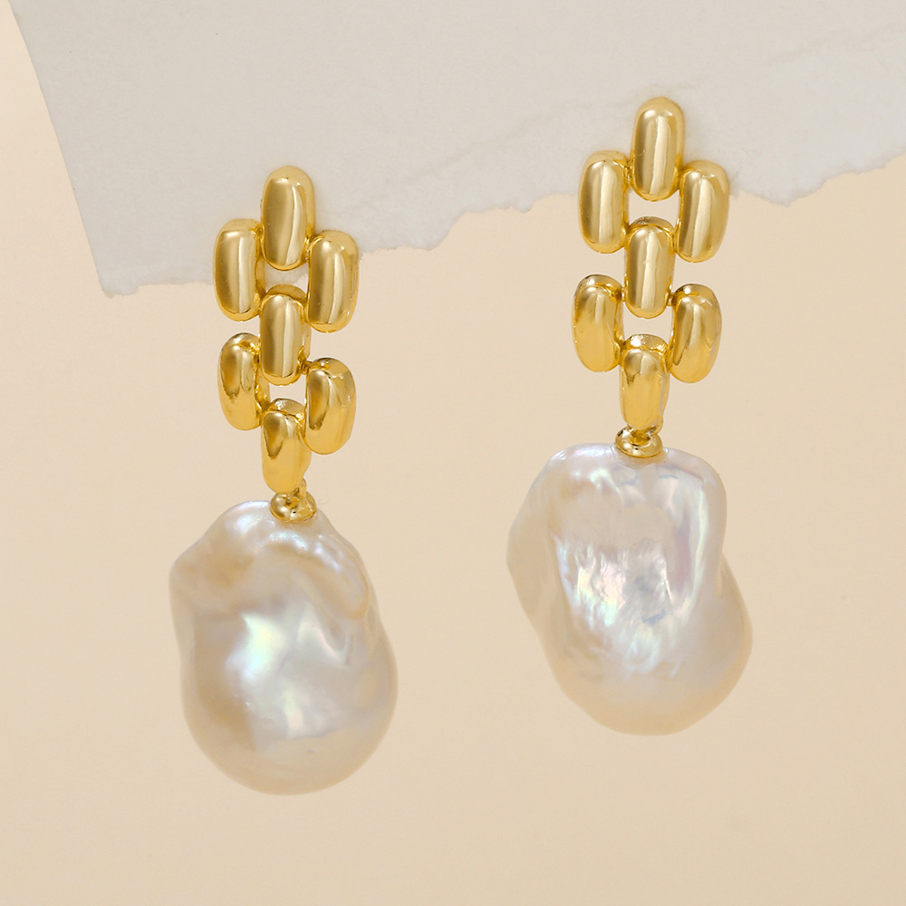 IVIAPRO 925 Sterling Silver Natural Baroque Pearl Drop Earrings