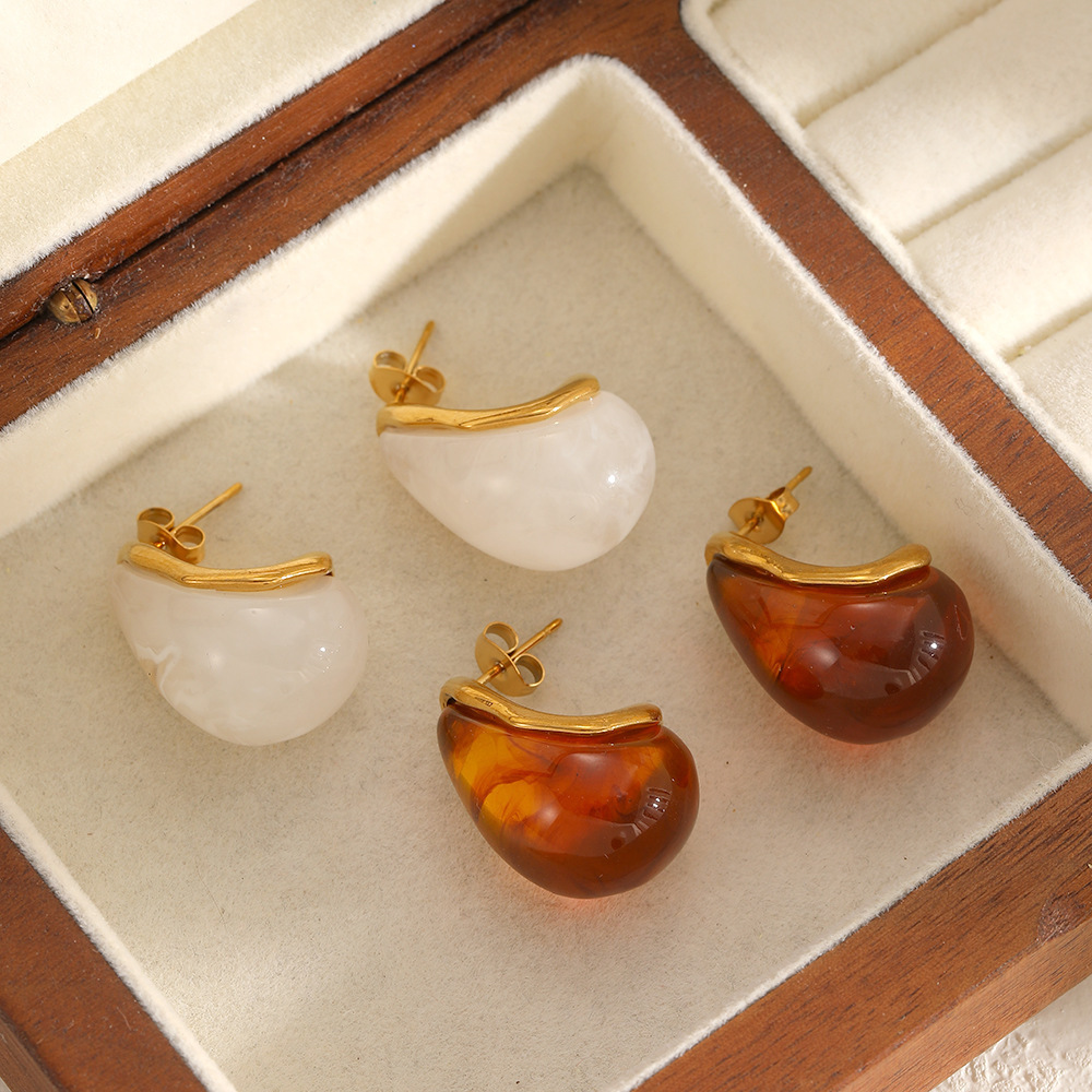 IVIAPRO Hypoallergenic Resin Water Drop Stud Earrings