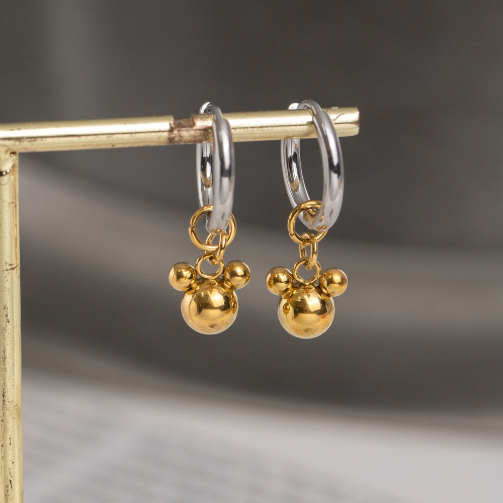IVIAPRO Cute Bear Head Pendant Hoop Earrings