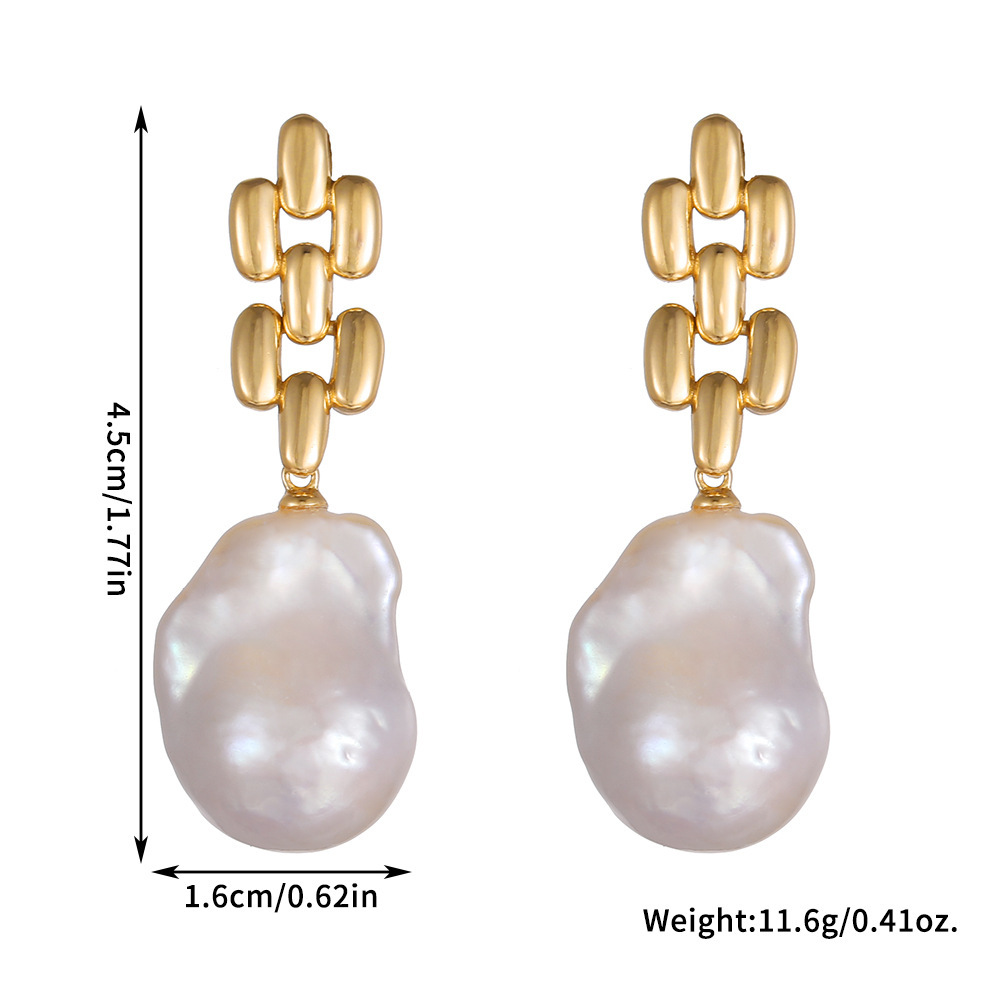 IVIAPRO 925 Sterling Silver Natural Baroque Pearl Drop Earrings
