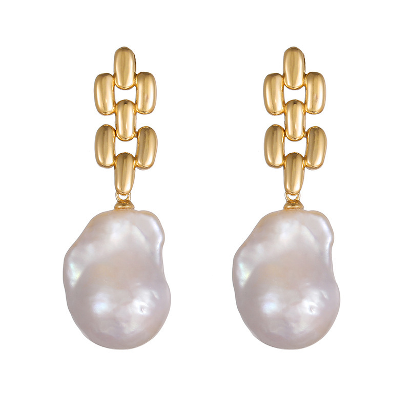 IVIAPRO 925 Sterling Silver Natural Baroque Pearl Drop Earrings
