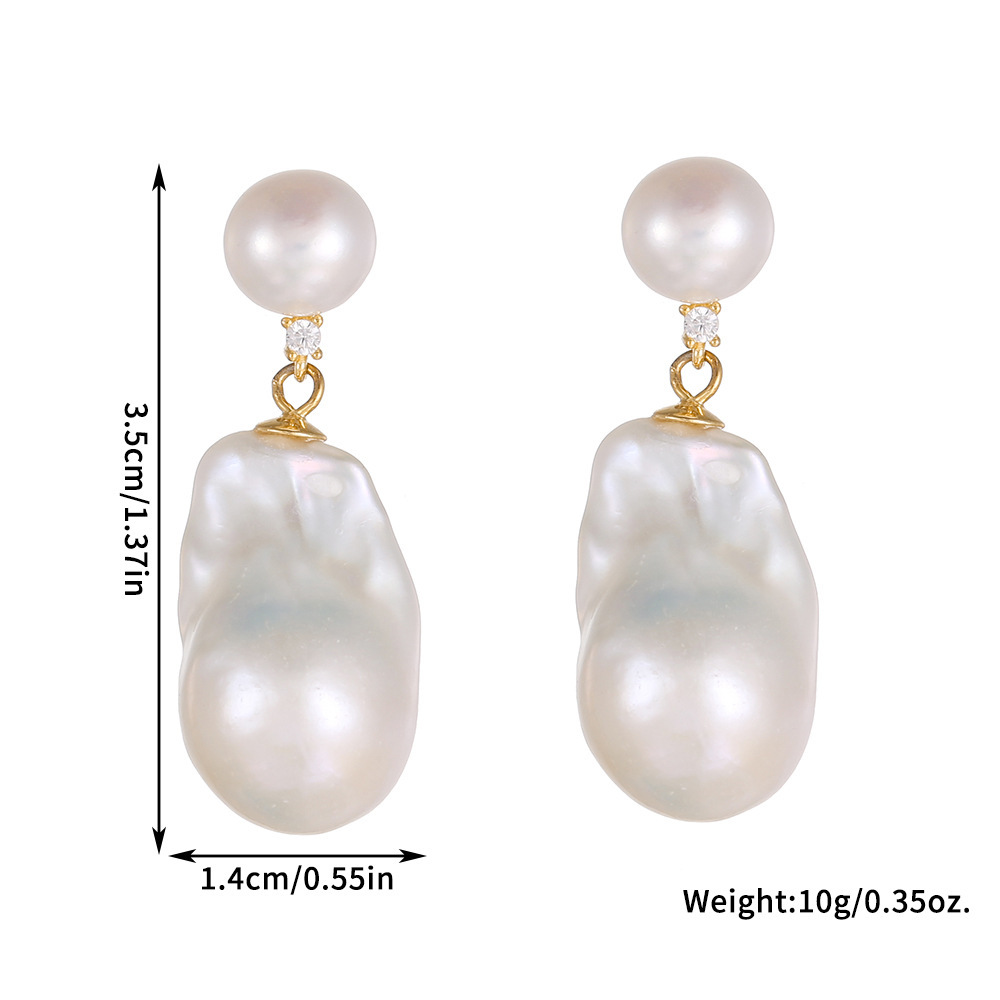 Fine Jewelry 925 Sterling Silver Natural Freshwater Baroque Pearl Drop Earrings