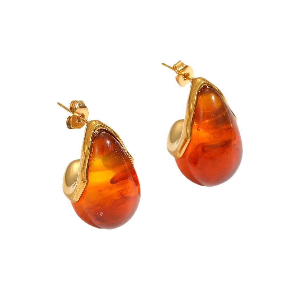 IVIAPRO Hypoallergenic Resin Water Drop Stud Earrings