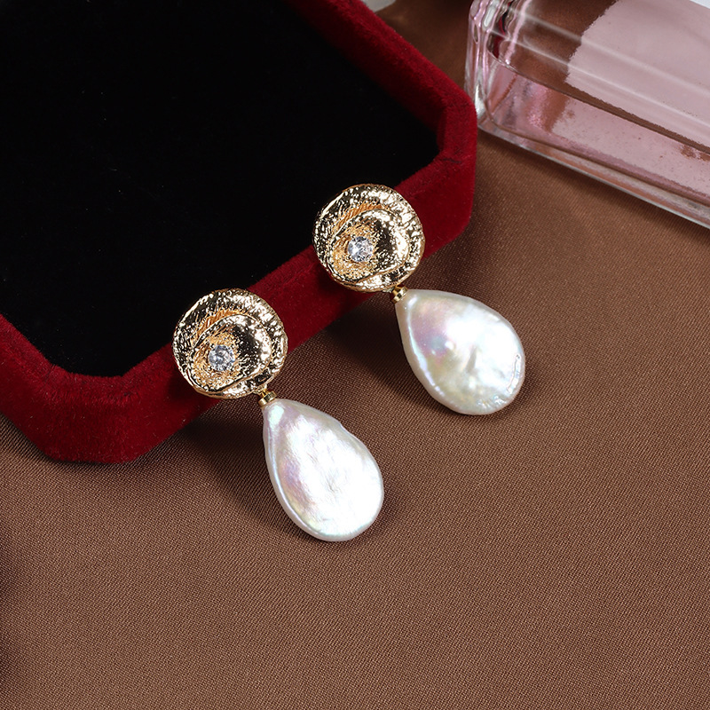 Natural Freshwater Baroque Pearl Drop Earrings