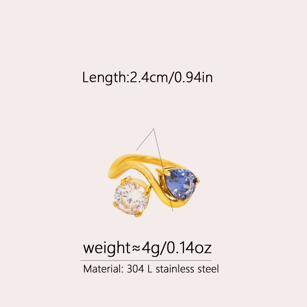 IVIAPRO Hollow Geometric Blue Zircon Ring