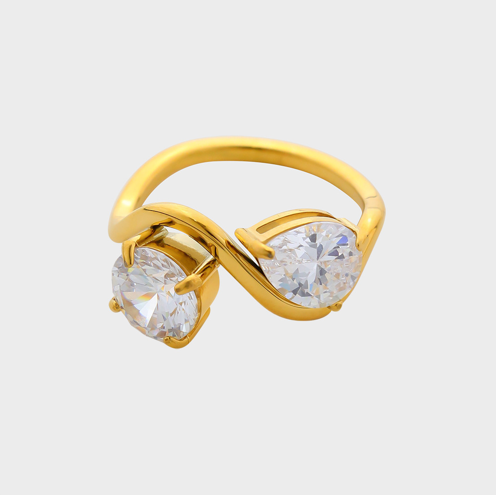 IVIAPRO Hollow Geometric Blue Zircon Ring