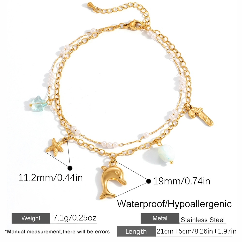 IVIAPRO Ocean Series Starfish Dolphin Charms Anklet