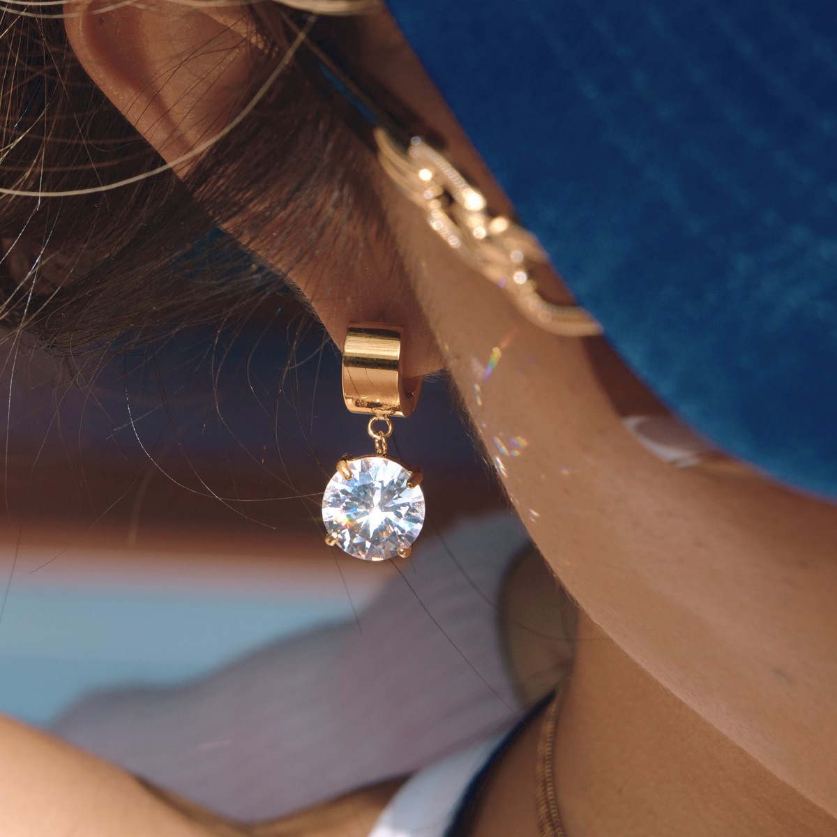 IVIAPRO Jewelry Wholesale Water Drop Rectangle Round CZ Pendant Hoop Earrings