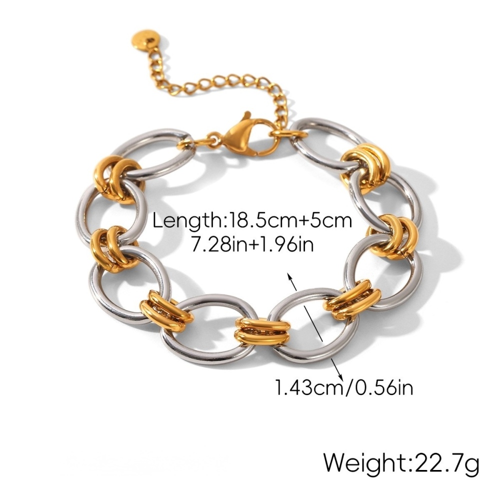 Trendy Stainless Steel Two Tone Link Chain Bracelets