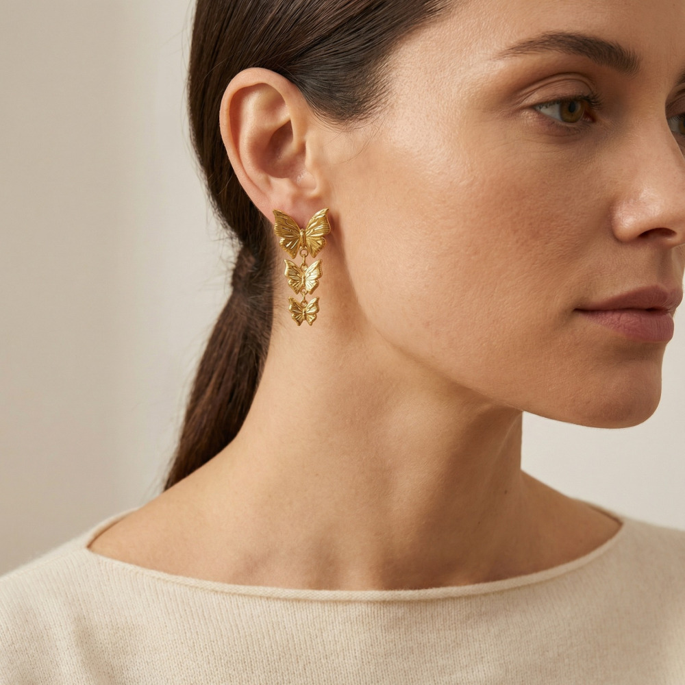 IVIAPRO Trendy Three Butterfly Dangle Earrings