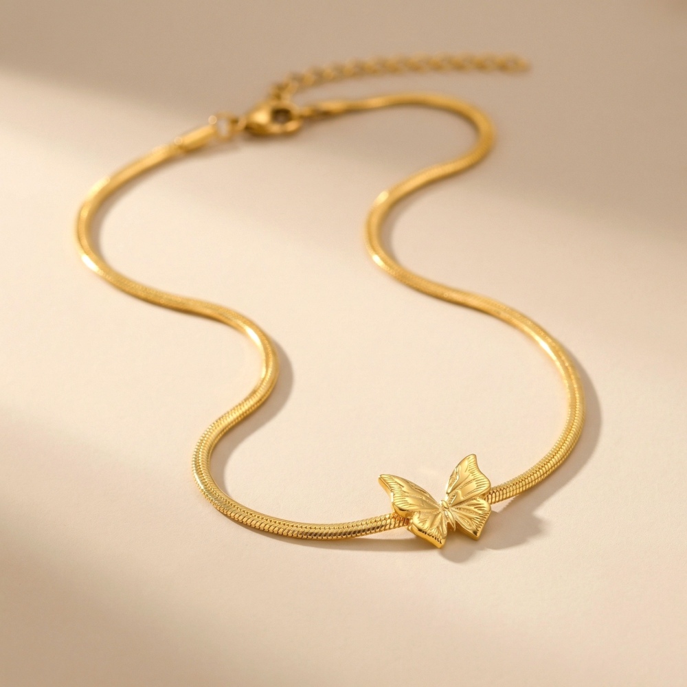 IVIAPRO Trendy Snake Chain Butterfly Choker Necklace