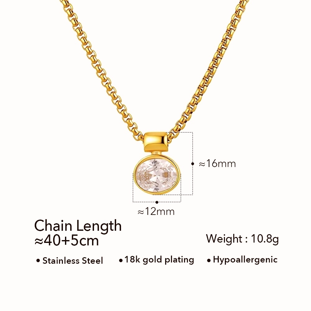 IVIAPRO Trendy Oval Zircon Pendant Necklace