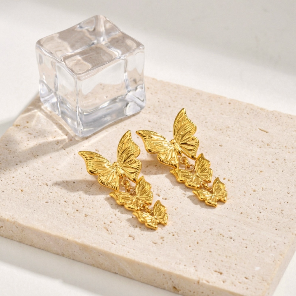 IVIAPRO Trendy Three Butterfly Dangle Earrings