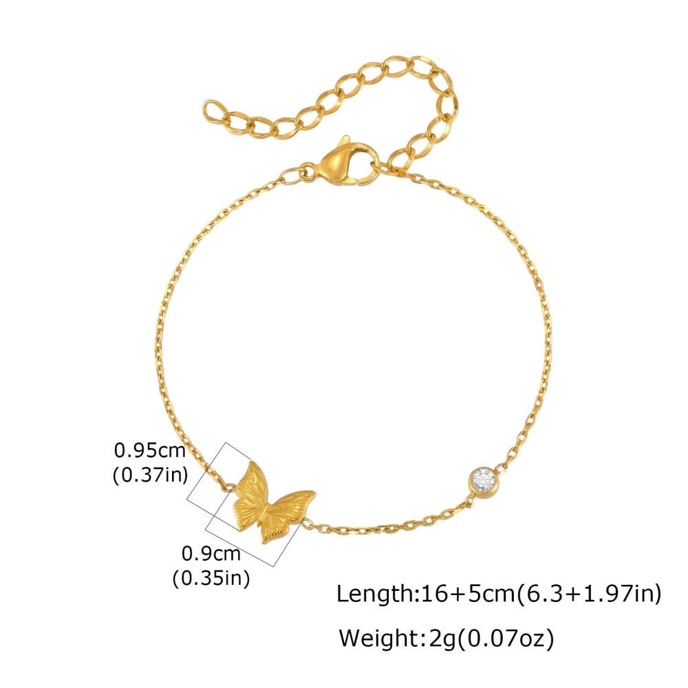 Trendy Stainless Steel Butterfly Chain Bracelet
