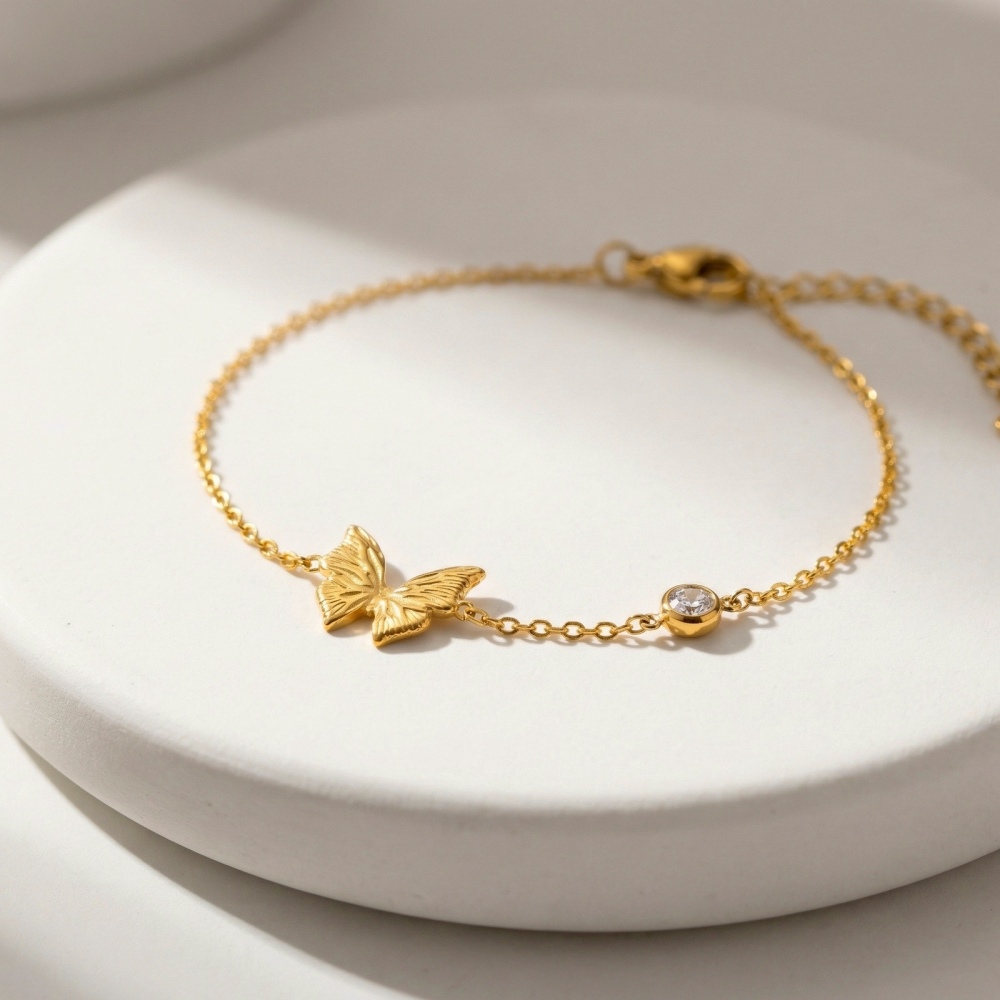 Trendy Stainless Steel Butterfly Chain Bracelet