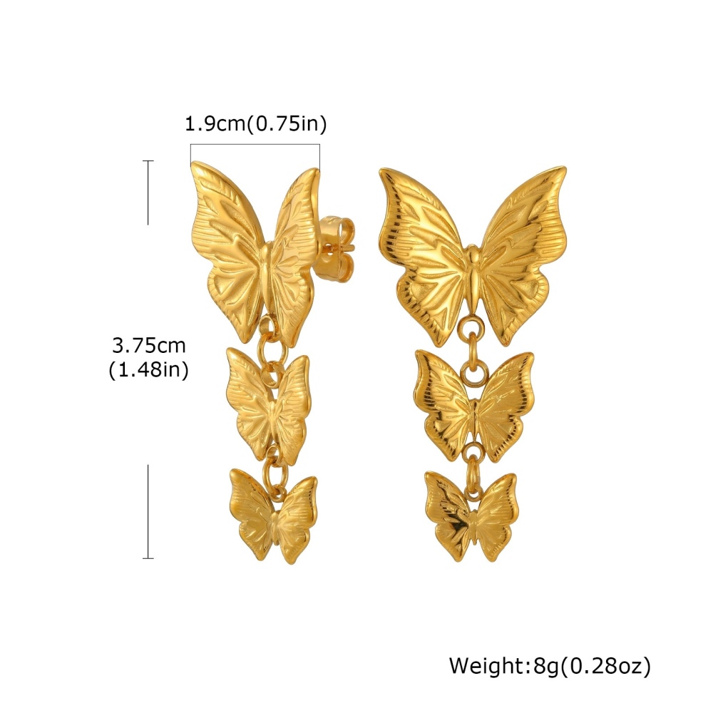 IVIAPRO Trendy Three Butterfly Dangle Earrings