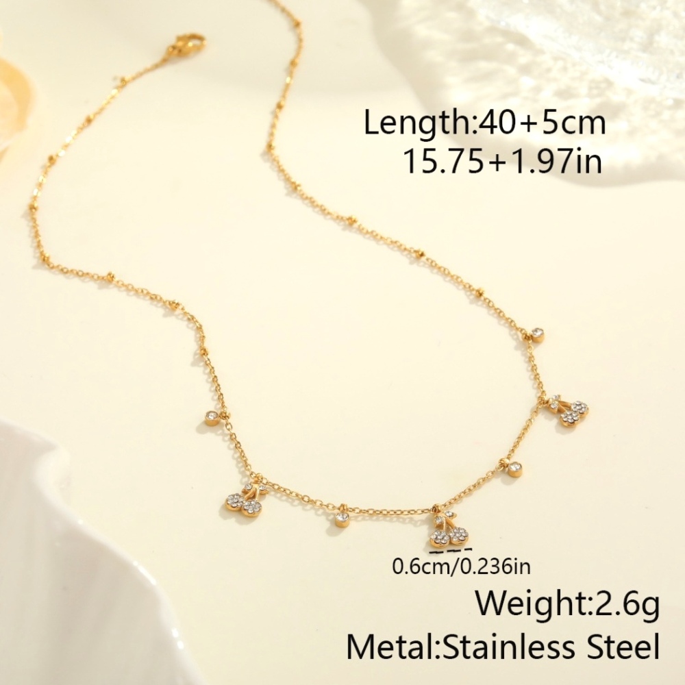 IVIAPRO Trendy CZ Cherry Charms Choker Necklace