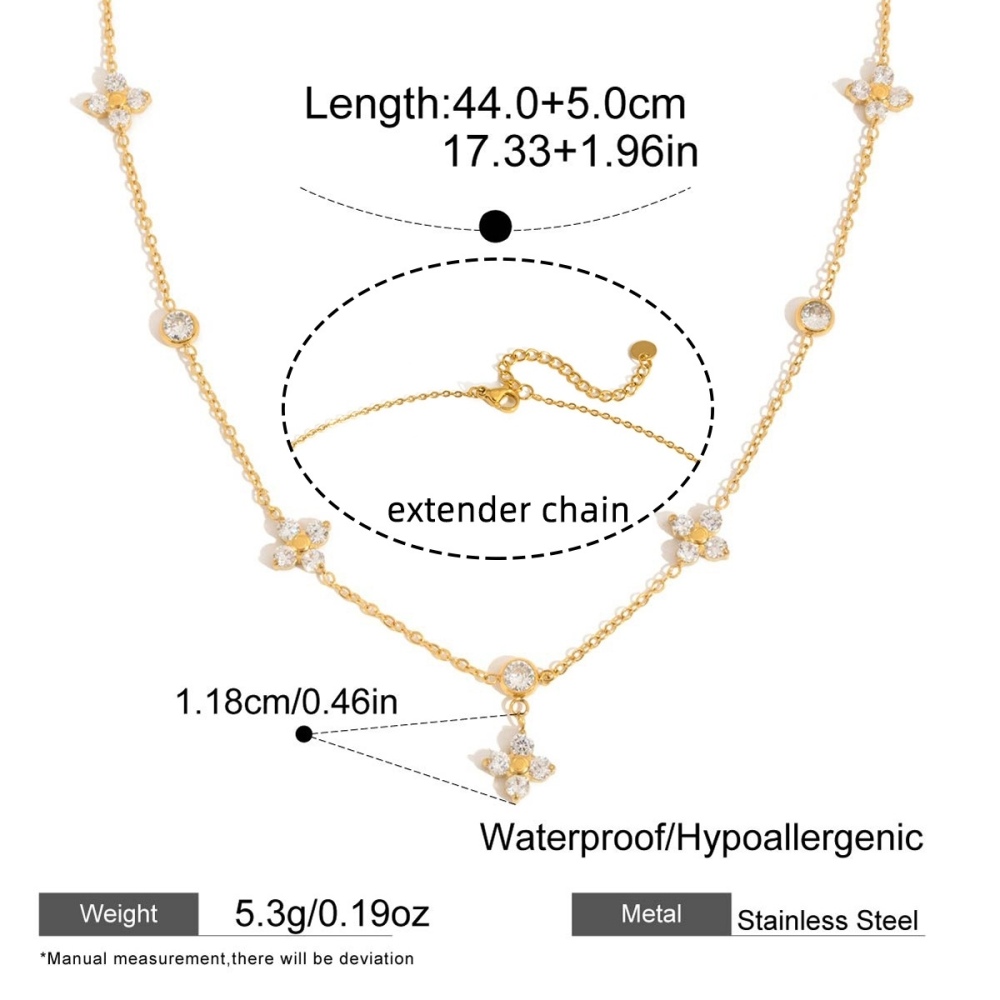 IVIAPRO Trendy CZ Clover Choker Necklace