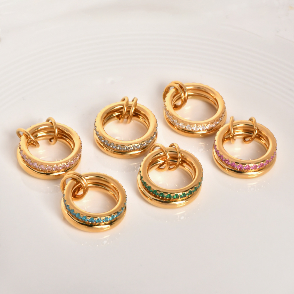 Hot Selling Waterproof Colorful Zircon Double Layers Rings