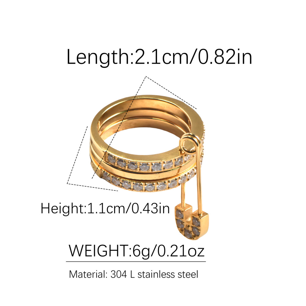 Hot Selling Shinning Three Layers Paper Clip Zircon Rings