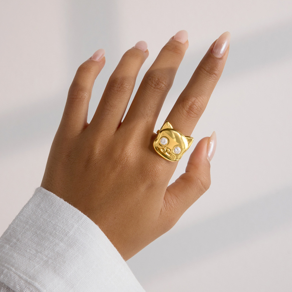 Cute Animal Ring Dog Cat Shaped Open Rings