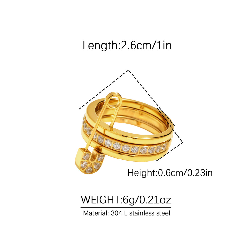 Hot Selling Waterproof  Two Tone Three Layers Paper Clip CZ Rings