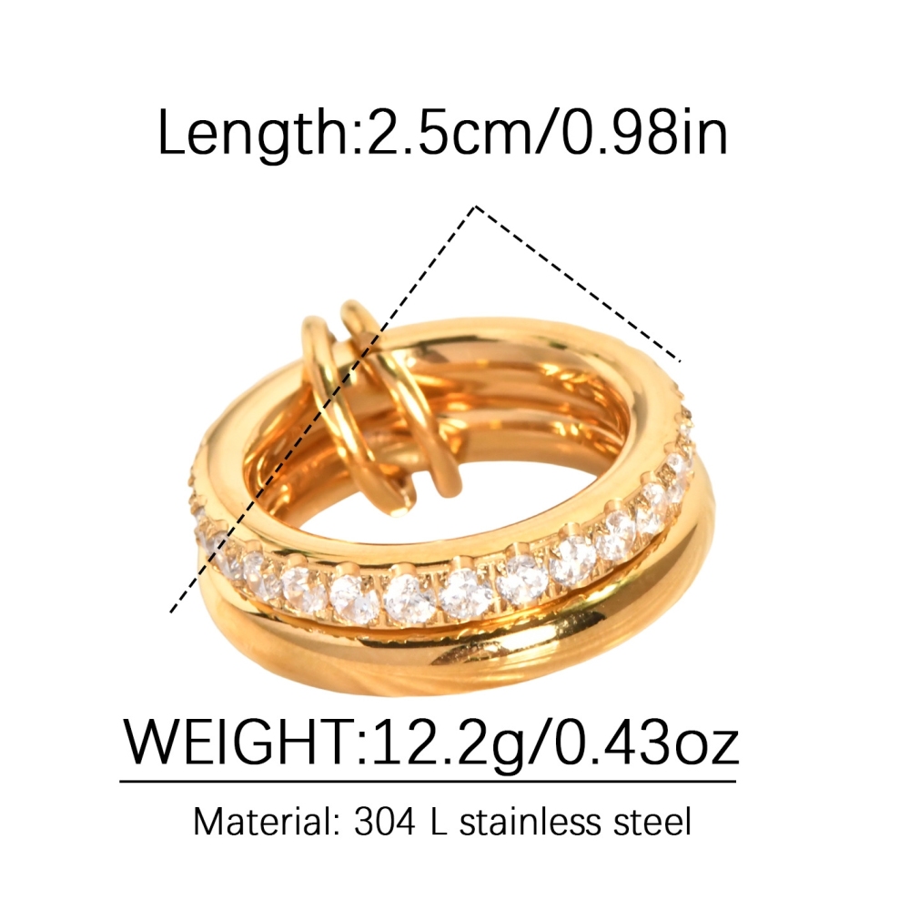 Hot Selling Waterproof Colorful Zircon Double Layers Rings