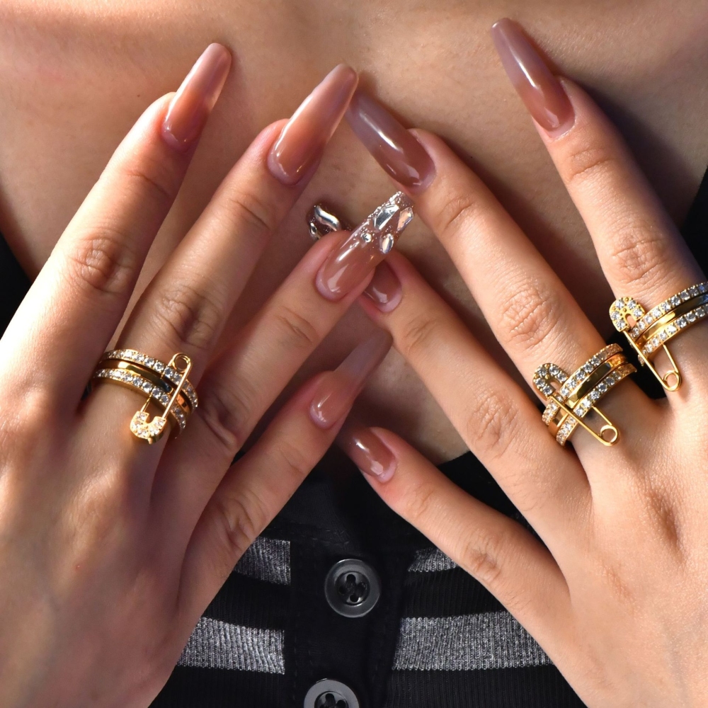 Hot Selling Shinning Three Layers Paper Clip Zircon Rings