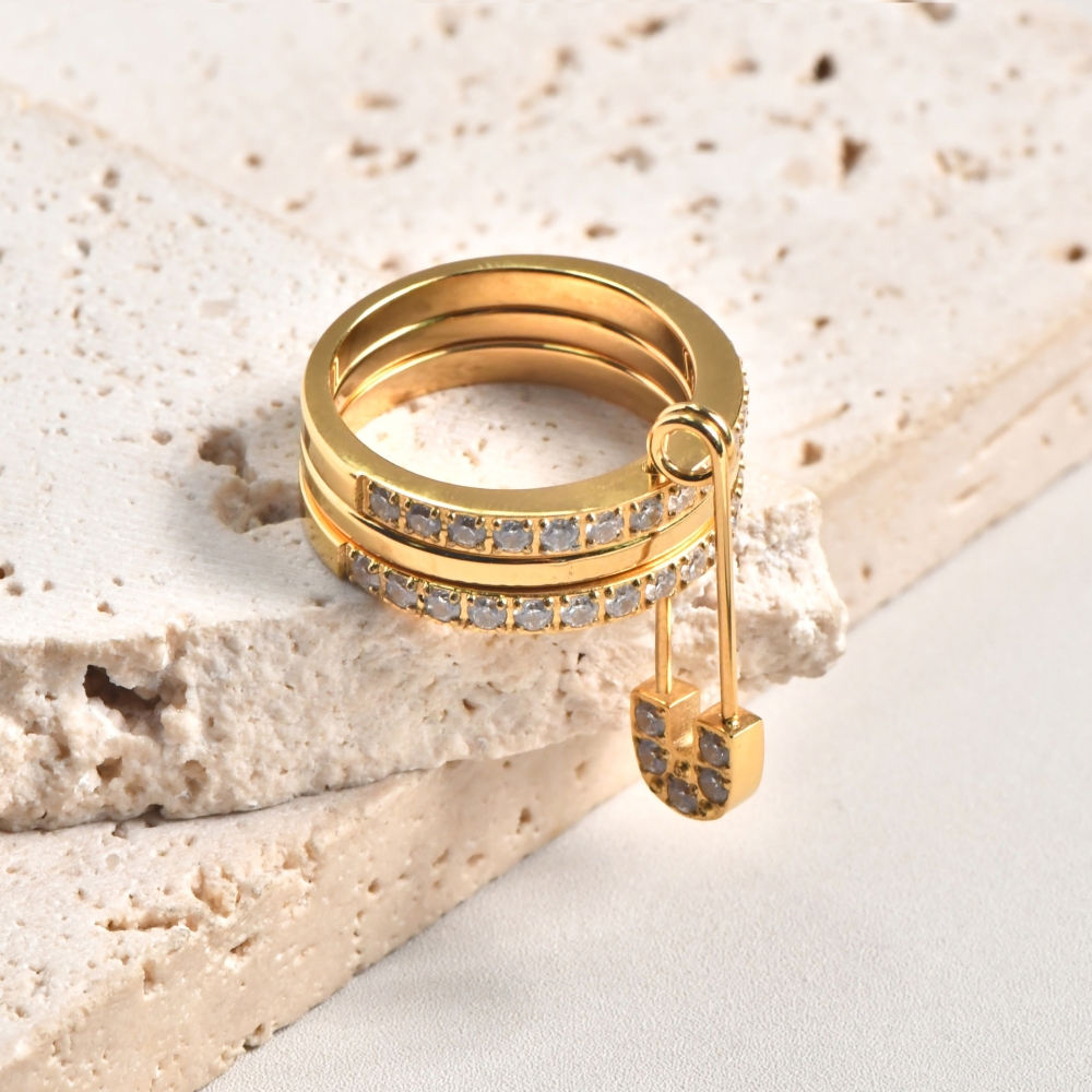 Hot Selling Shinning Three Layers Paper Clip Zircon Rings