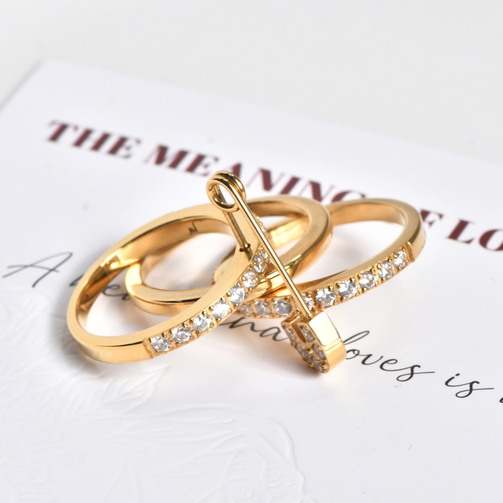 Hot Selling Shinning Three Layers Paper Clip Zircon Rings