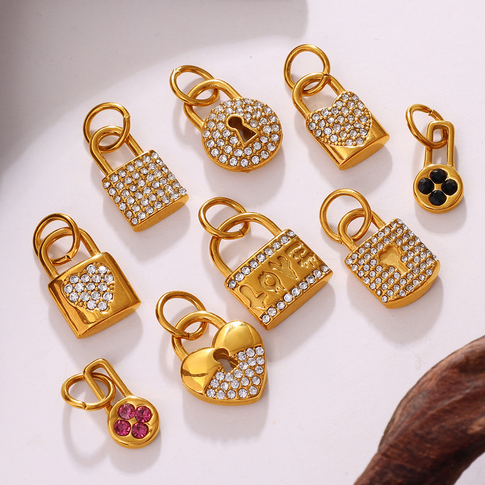 Jewelry Accessories CZ Padlock Lock Star Heart Shaped Charms Pendants for DIY