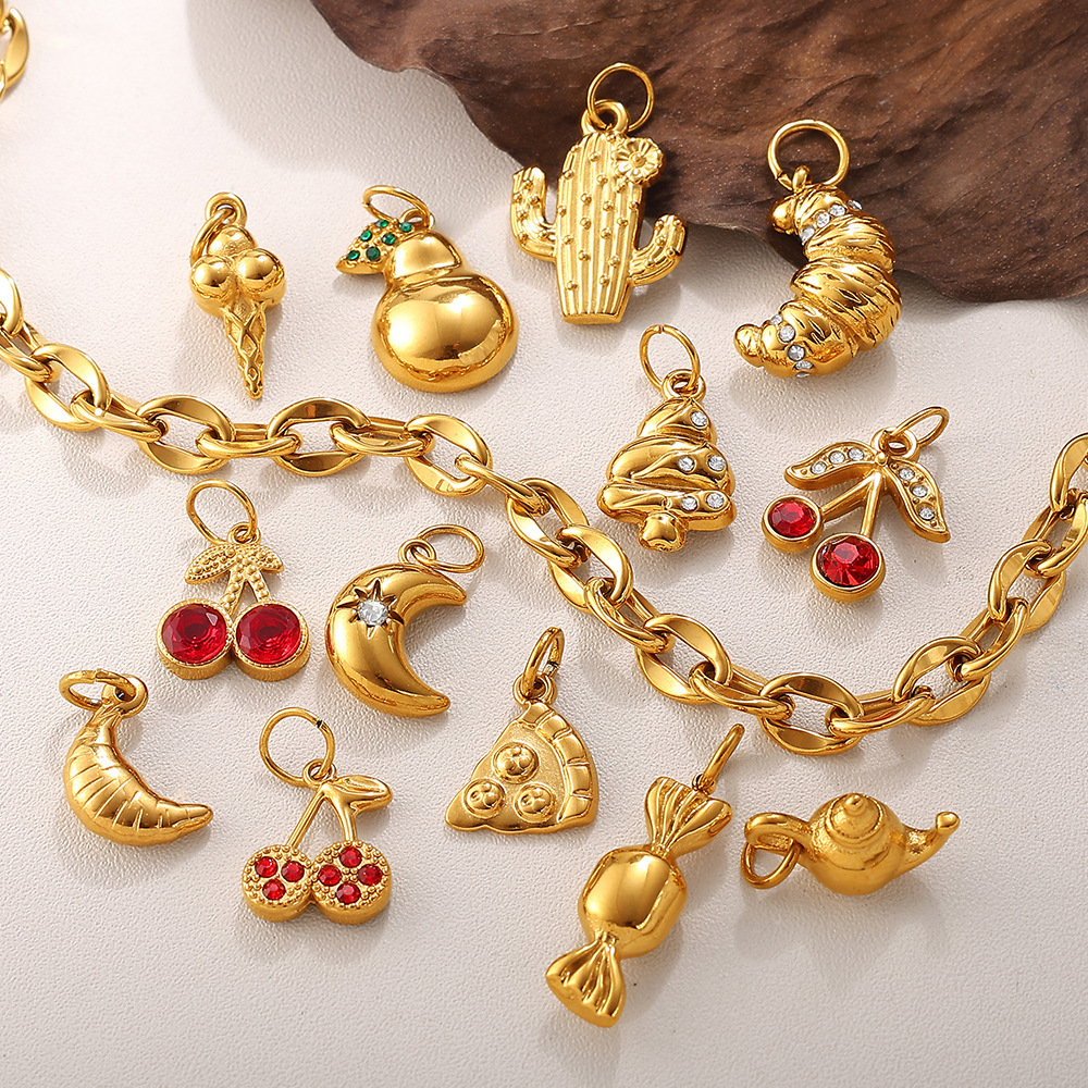 Jewelry Accessories CZ Fruits Cherry Charms Pendants for DIY