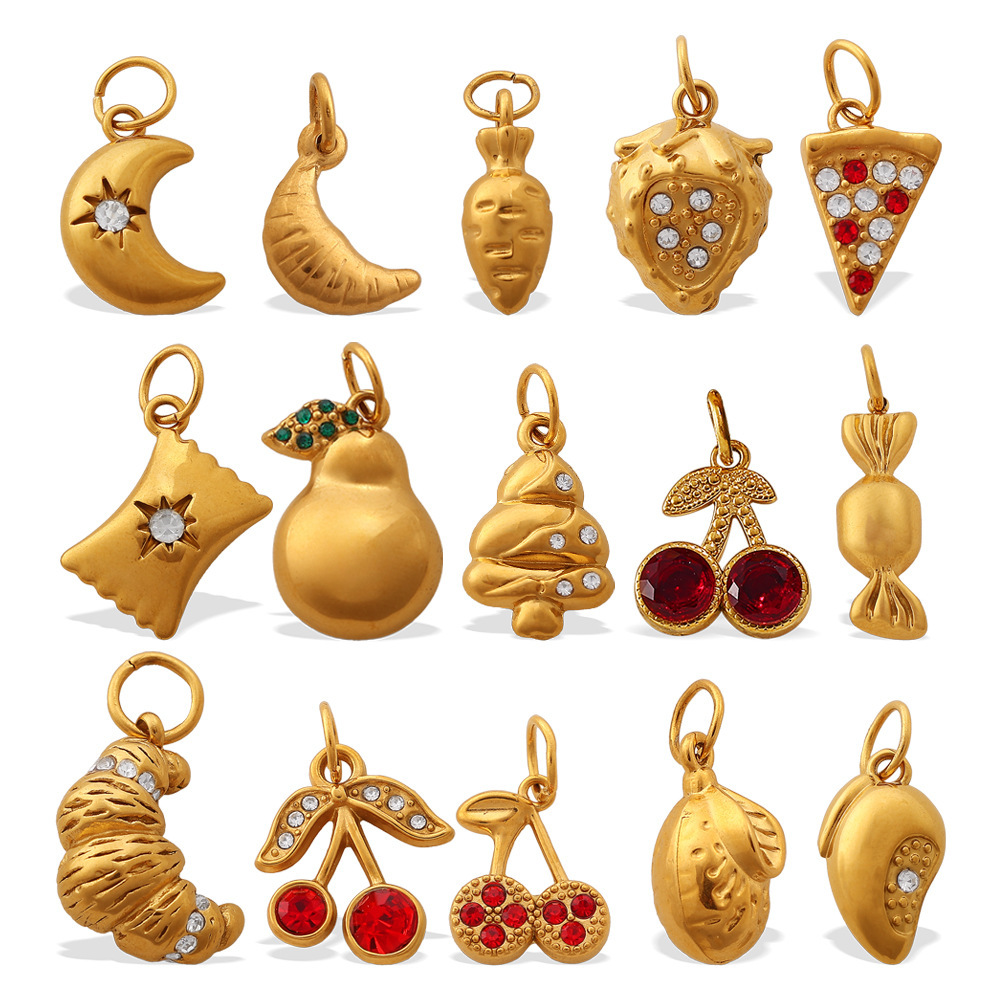 Jewelry Accessories CZ Fruits Cherry Charms Pendants for DIY
