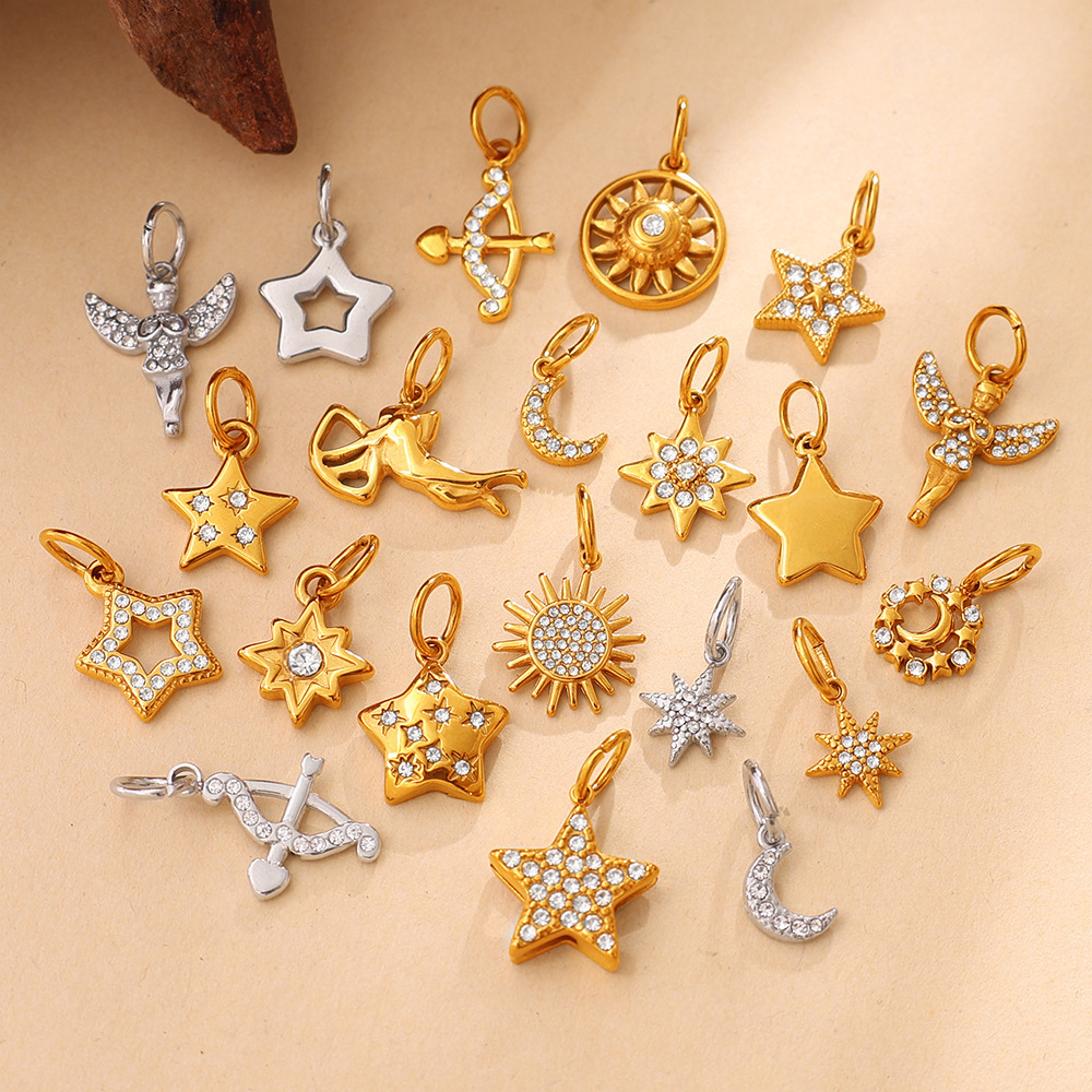 Hot Selling Jewelry Accessories CZ Star Moon Arrow Angel Charms Pendants for DIY