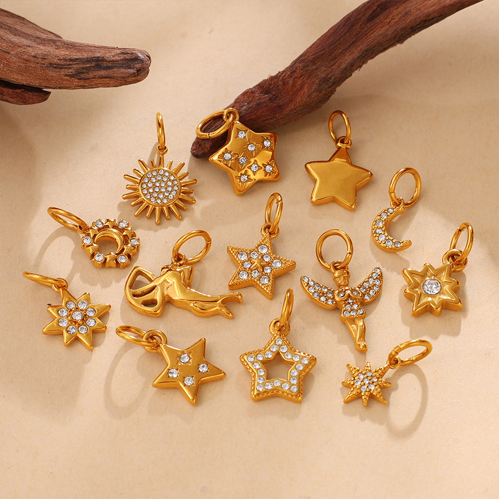 Hot Selling Jewelry Accessories CZ Star Moon Arrow Angel Charms Pendants for DIY