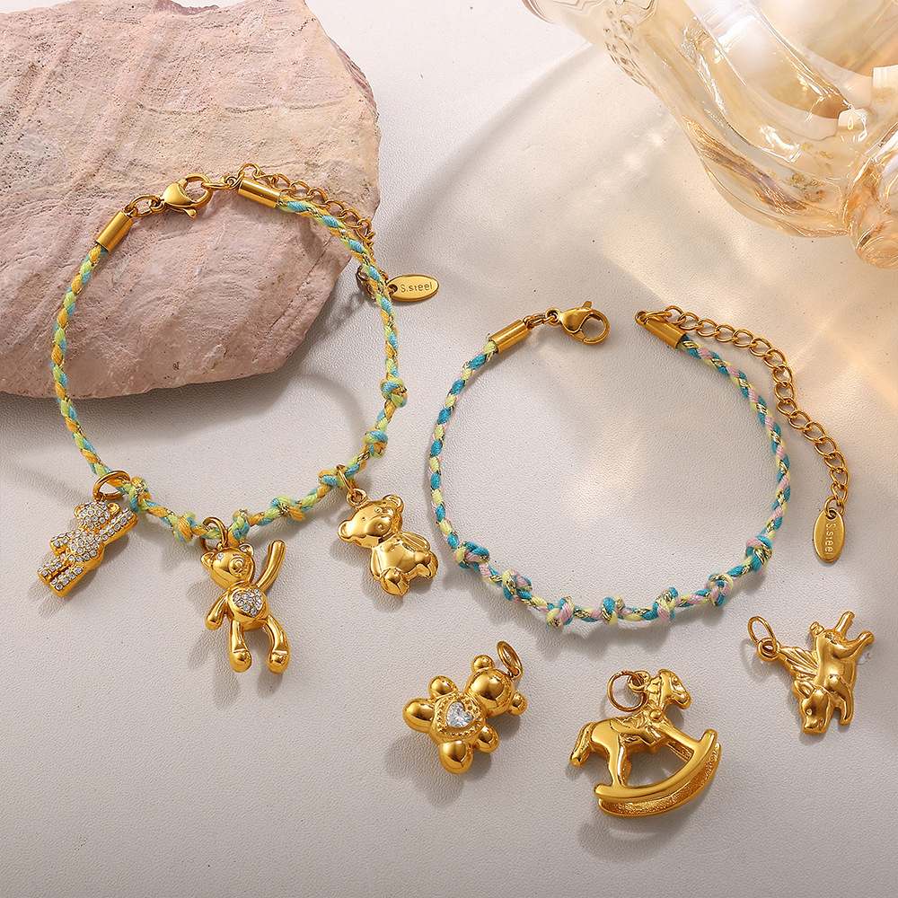 Cartoon Jewelry Accessories CZ Bear Charms Pendants for DIY