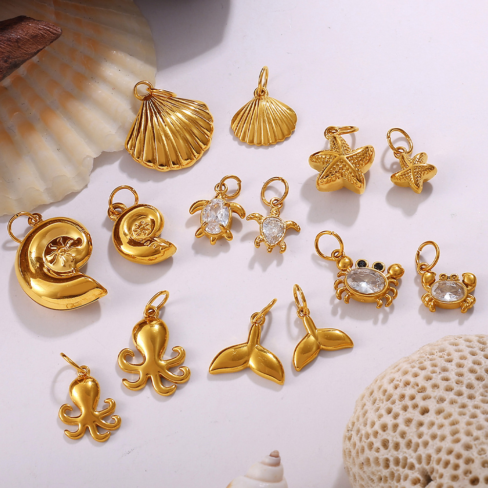 Ocean Series Jewelry Accessories Starfish Turtle Crab Shell Fish Charms Pendants for DIY
