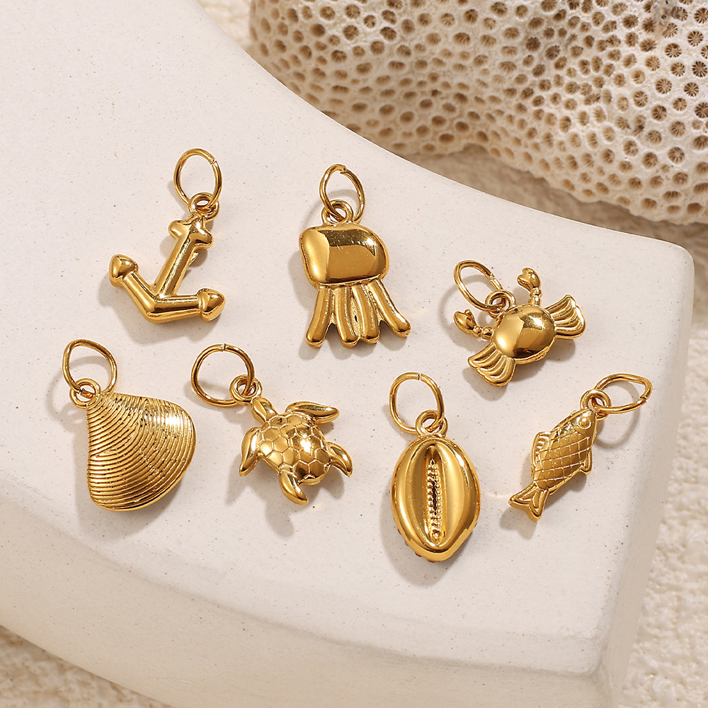Hot Selling Jewelry Accessories Cubic Zircon Ocean Series Charms Pendants for DIY