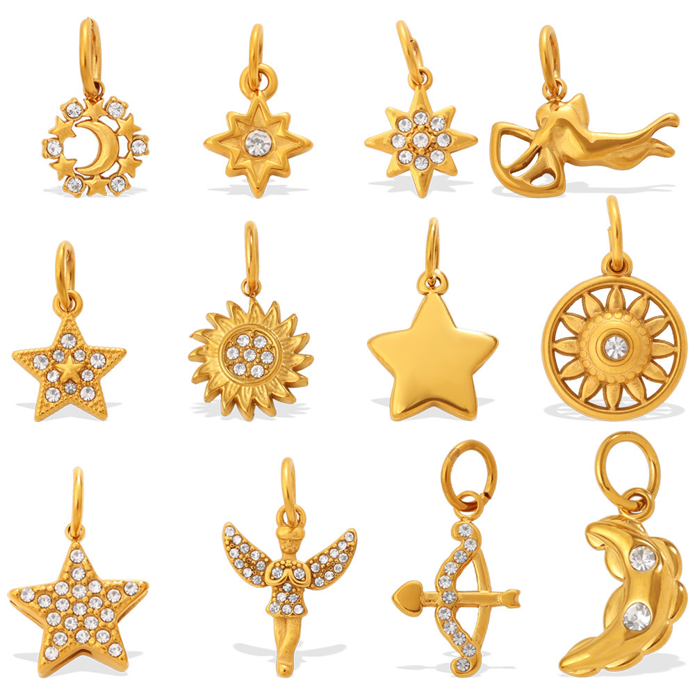 Hot Selling Jewelry Accessories CZ Star Moon Arrow Angel Charms Pendants for DIY