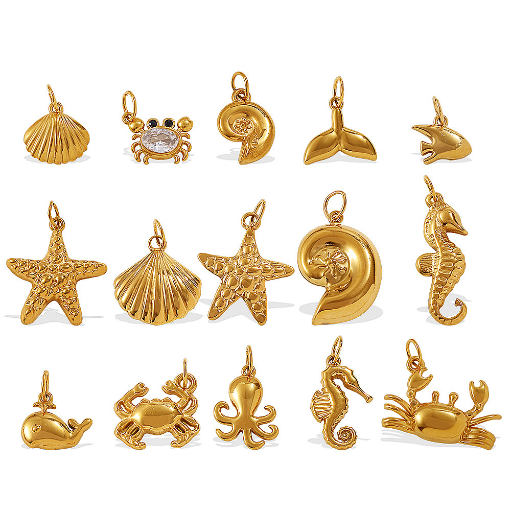 Ocean Series Jewelry Accessories Starfish Turtle Crab Shell Fish Charms Pendants for DIY