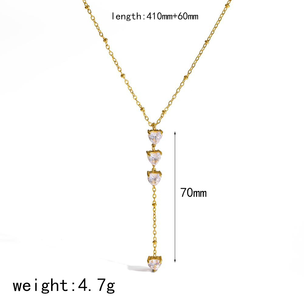 Hot Selling Waterproof Geometric CZ Y-shaped Necklace