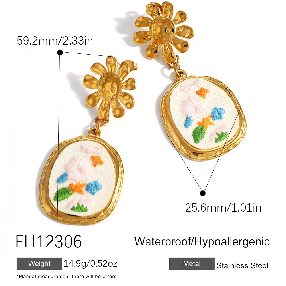New Design Tarnish Free Vintage Style Flower Drop Earrings