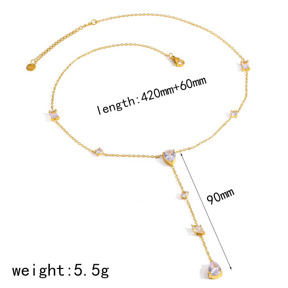 Hot Selling Waterproof Geometric CZ Y-shaped Necklace