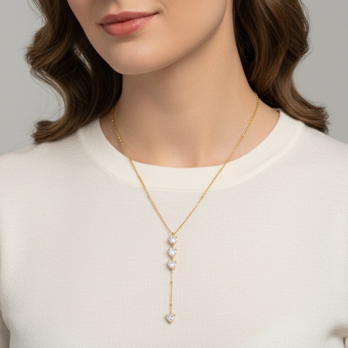 Hot Selling Waterproof Geometric CZ Y-shaped Necklace