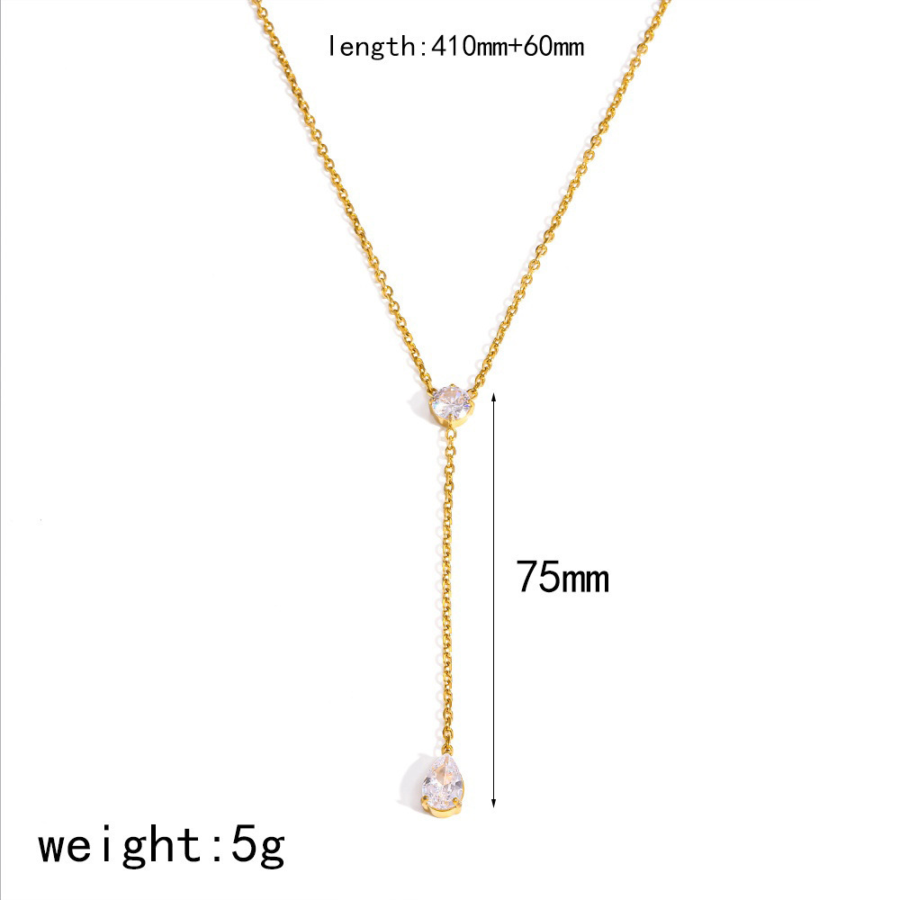 Hot Selling Waterproof Geometric CZ Y-shaped Necklace