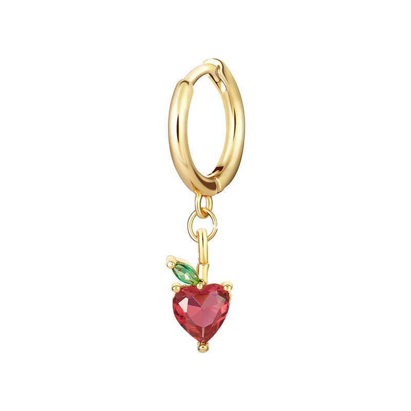 IVIAPRO Fashion Jewelry Sweet Fruit Earring 18K Gold Plated Cute Cubic Zircon Cherry Stud Earrings for Girls