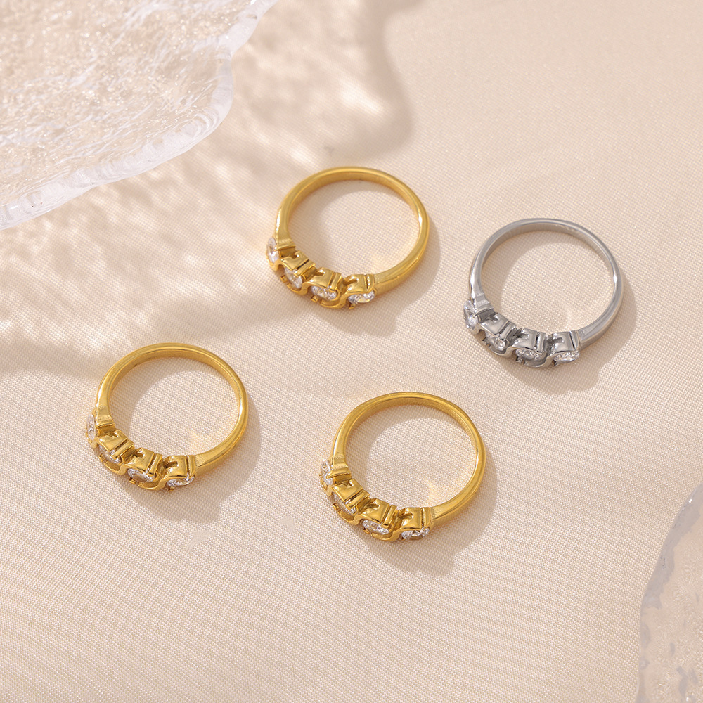 New Arrival Geometric Zircon Rings